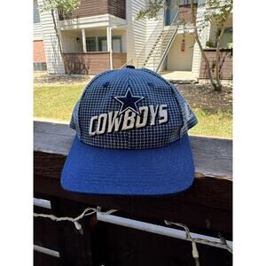 Dallas Cowboys Vintage Logo Athletic Pro Line NFL Strapback Hat Blue Plaid Wool